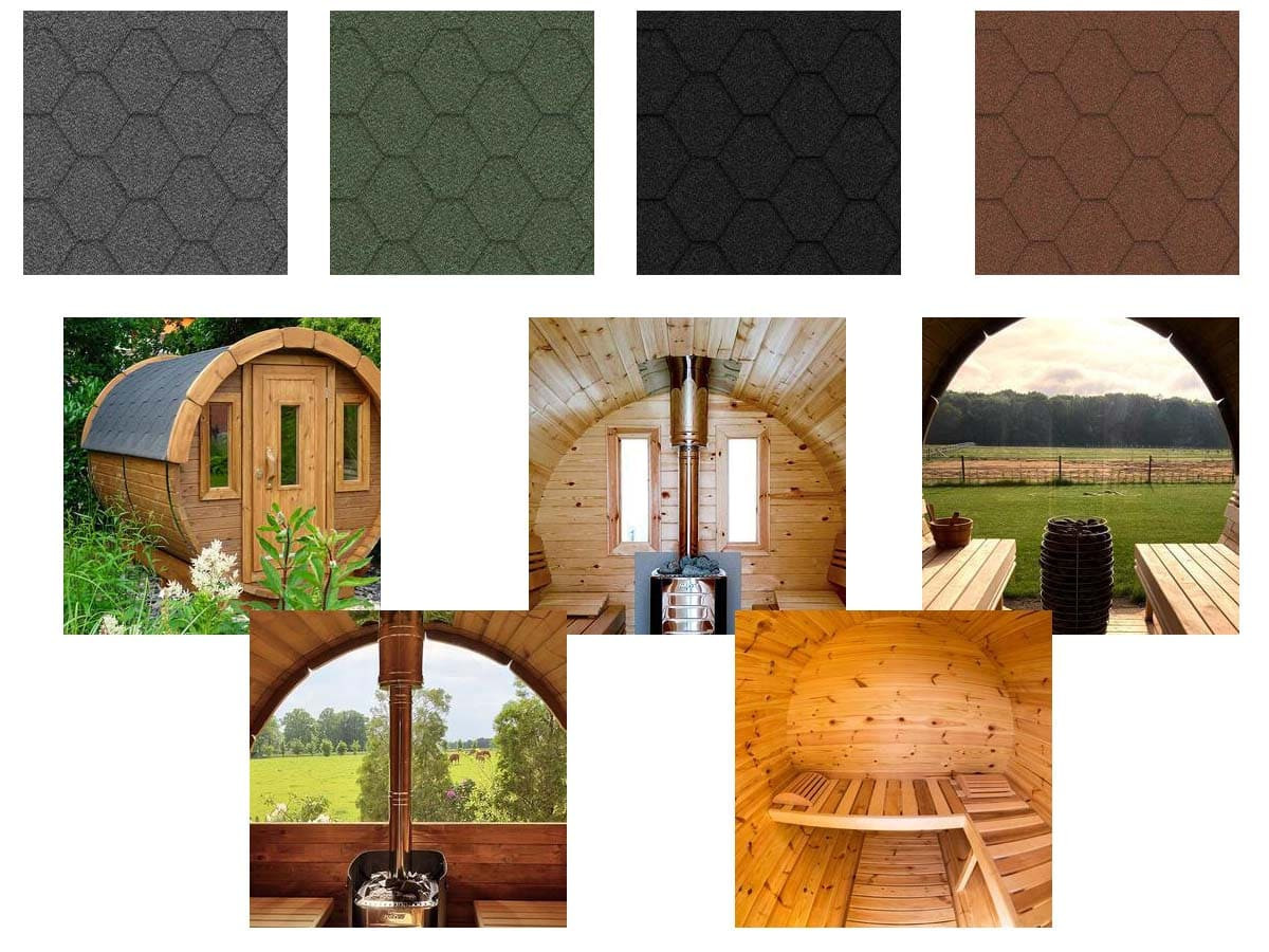 Sauna tonneau extérieur en Thermowood – chauffage rapide grâce à une volume de chauffe réduite
