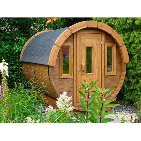 Sauna extérieur rond tonneau en Thermowood