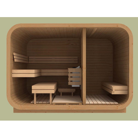 Sauna classique rectangulaire avec coins arrondis en thermowood
