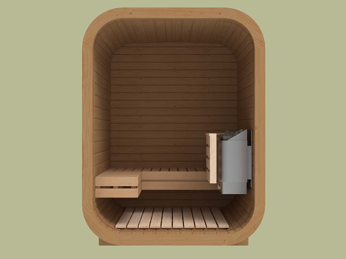 Sauna classique rectangulaire avec coins arrondis en thermowood
