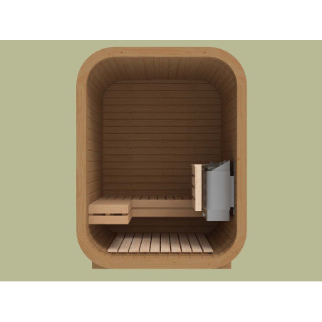 Sauna classique rectangulaire avec coins arrondis en thermowood