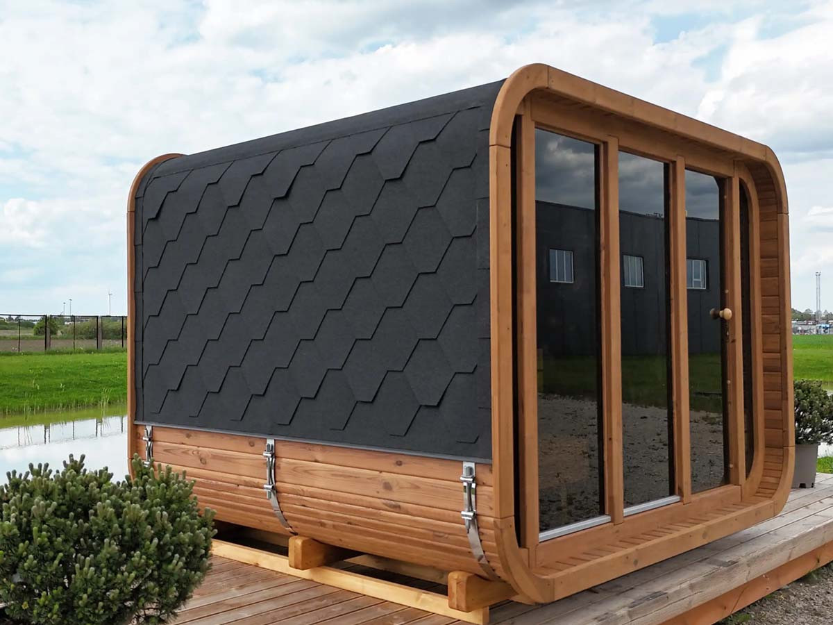 Sauna classique rectangulaire avec coins arrondis en thermowood