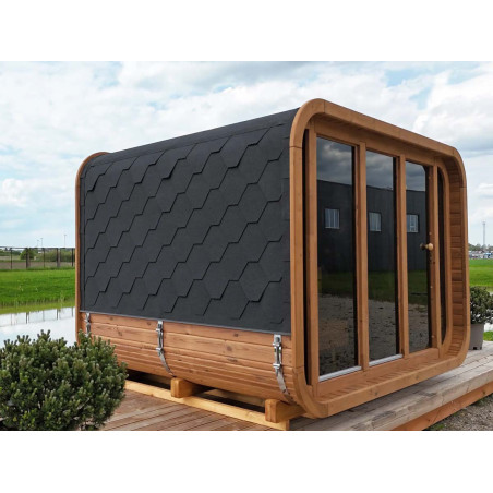 Sauna classique rectangulaire avec coins arrondis en thermowood