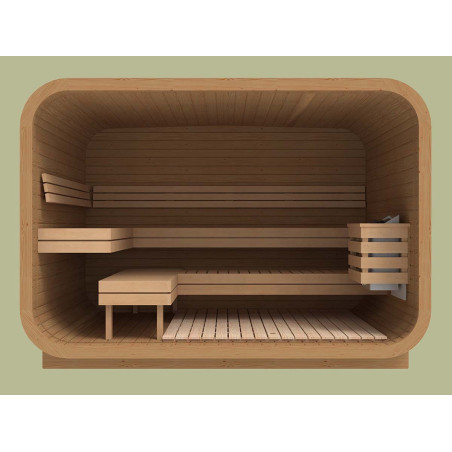 Sauna classique rectangulaire avec coins arrondis en thermowood