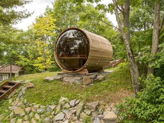 Sauna bulle ou Sauna panoramique en bois, saunas originaux avec vitre